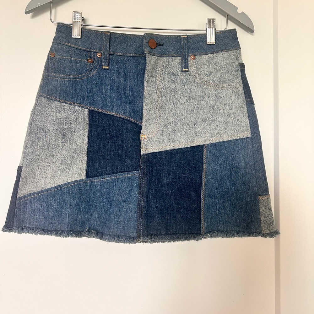 Denim Patchwork Mini Skirt